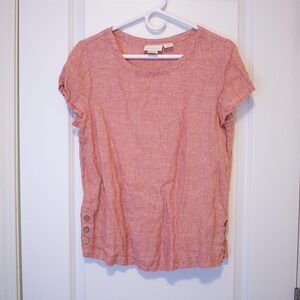 Cottagecore VTG Coral Linen Blend Button Detail Shirt Blush M | Soft Autumn